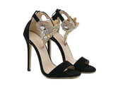 Liyke Color Rhinestone Women's Sandals High Heels Crystal Ankle Strap Summer Open Toe Stripper Shoes Stiletto MartLion   