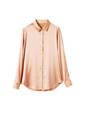 ,Woman Solid Shirts, , Turn Down Collar, White Blouses, Summer Office Lady Top MartLion Camel XL 