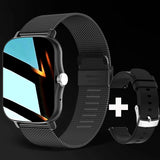Straps Smart Watch Women Men's Smartwatch Square Dial Call BT Music Smartclock For Android IOS Fitness Tracker Trosmart Brand MartLion mesh steel black  