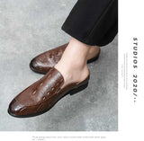 Black Sandals Men's Brown Dress Shoes Slip-On Pu Leather Hombre Verano Mart Lion   