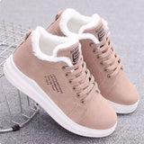 Winter Women Ankle Boots Woman Warm Plush Vulcanized Shoes Casual Walking Sneakers Female Flats Lace-up Ladies Snow Shoes MartLion