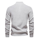 Zipper Mock Neck Pullover Sweaters for Men Warm Winter Cotton Knitted Men's Sweaters MartLion   