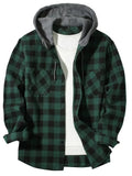 Men's Shirts Classic Plaid Casual Button Down Hooded Long Sleeved Double Pockets Shirt Hoodie Flannel Jacket Tops MartLion LB402-LianMao-luse S 