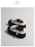 Leather Women Thick Sole Small White Shoes Low Top Lace Up Korean Two Wear Casual Board Platform MartLion   