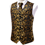 Hi-Tie Silk Vests Jacquard Waistcoat Neck Tie Hanky Cufflinks Brooch Set for Men's Suit Sleeveless Jacket Wedding MartLion   