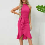 Y2k Elegant Printed Knee-Length Summer Dress Women Round Collar Sleeveless Frocks For Girls MartLion - Mart Lion