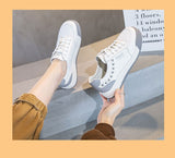 Genuine Leather White Breathable Women Running Shoes Spring Autumn Lace-Up Casual Sneakers Zapatos De Mujer Mart Lion   