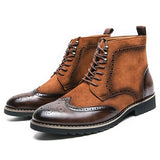 Patchwork Leather Boots Men's Suede And Split Leather Chelsea Leisure Formal Oxfords Shoes For Winter Mart Lion   