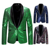 Shiny Gold Sequin Glitter Embellished Jacket Men's Nightclub Prom Suit Coats Homme Stage Clothes For singers blazers MartLion   