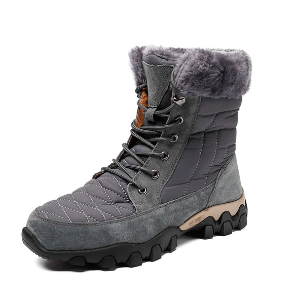 Winter Men's Snow Boots Super Warm Hiking Waterproof Leather High Top Outdoor Sneakers MartLion 2858-gray 38 