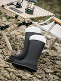 Women Rainboots PVC Waterproof Rubber Warm Fur Boots Non-slip Wear-resistant Knee-high Boots Zapatos Mujer MartLion   