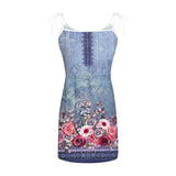 Women's Summer Dress Casual Print Above Knee Dresses V-Neck Sleeveless Frocks For Girls MartLion   
