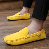 Suede Leather Penny Peas Loafers Men's Women Boys Driving Shoes Moccasins Slip on Flats Designer Loafers Pink MartLion   