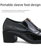 Colorful Men's High Heel Shoes Pointed Leather Dress Square heel Prom Zapatos De Vestir Hombre MartLion   