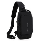Men's Multifunction Anti Theft USB Shoulder Bag Crossbody Cross Body Travel Sling Chest Bags Pack Messenger Pack MartLion Black  
