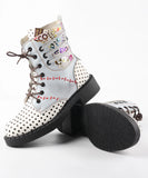 Super Season Spring Women's Polka Dot Square Heel Leather Boots Winter MartLion   