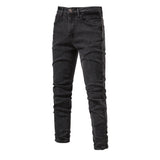 Jeans Men's Solid Color Slim Fit Straight Trousers Cotton Casual Wear Denim Jeans Pants MartLion   