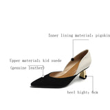 Spring Women Shoes Kid Suede Square Toe Chunky Heel Slip-On Pumps Concise High Heel 6cm MartLion   