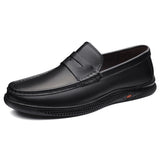 Natural Cow Leater Men's Loafers Slip Moccasins Super Soft Flats Casual Footwear For Driving Mart Lion Black 38 