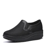 Women Breathable Mesh Shoes Platform Wedges Sneakers Female Outdoor Running Vulcanized MartLion Black 39 