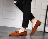 Men's Casual Shoes with Bowknot Genuine Suede Leather Trendy Party Wedding Loafers Flats Driving Moccasins Mart Lion   