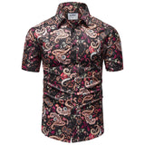 Summer Retro Flower Pattern Design Short Sleeve Men's Casual Shirts All-Match Multicolor Optional Shirt MartLion   