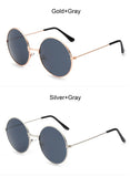 Retro Round Pink Sunglasses Woman Designer Men's Alloy Mirror De Sol Black MartLion   