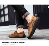 Men's Casual Shoes Leather Outdoor Walking Sneakers Leisure Vacation Soft Driving Mart Lion   