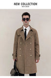 Classic Thousand Bird Plaid Wool Coat Medium Long Double breasted British Style Detachable Down Tank Coat Men's MartLion   