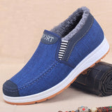 Old Beijing Cotton Shoes Men's One Step Anti slip Soft Sole Plush Thickened and Warm Elderly Cotton Boots MartLion blue 39 