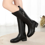Women's Leather Female Ladies Boots Platform Snow Wool Plush Fur Warm Winter Mid Heel Zipper MartLion