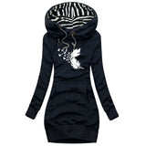 Women Sweater Dress Long Sleeve Hoodie Dress Winter Casual Slim Sweater Hoodies Dress MartLion Navy blue XL 