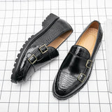 Men's formal shoes Split leather dress Slip loafers Elegant Social Mart Lion   