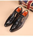 Men's Classic British Leather Shoes Lace-Up Pointed Toe Dress Office Flats Wedding Party Oxfords Mart Lion   