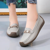 Genuine Leather Slip On Women Flats Moccasins Loafers Spring Autumn Mother Shoes Casual For Moccasins MartLion GRAY 35 