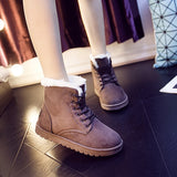 Women Ankle Boots Plush Warm Winter Lightweight Thick Casual Outdoor Winter Shoes Lace Up Flat Sneakers Warm Mart Lion   