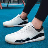 men's table tennis shoes Breathable anti-skid sports shoes Outdoor training MartLion White black 39 