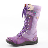 Long Warm Leather Women's Boots In Winter With Solid Color Hand Stitching MartLion PURPLE 38