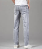 Summer Thin Men's Elastic Cotton Jeans Gray Straight Casual Pants Trousers MartLion   