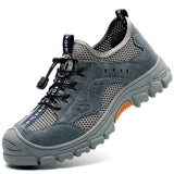 Summer Safety Shoes Men's Slip-resistant Industry Work Boots Anti-smashing Steel Toe Footwear MartLion grey 37 