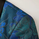 Men's Blue Jacquard Floral Suit Coat Embroidery Tuxedo Shawl Collar Slim Wedding Banquet Host Slim Fit Suit Jackets blazers MartLion   