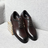 Classic Handmade Men's Dress Shoes Office Lace-Up Genuine Leather Whole Cut Round Toe Oxford Wedding Formal Shoes MartLion   