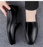 Men's Retro Brown Loafers Luxury Shoes Slip on Shoes Genuine Leather All-match Flats MartLion   