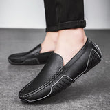 Genuine Leather Men's Casual Shoes Loafers Moccasins Breathable Slip on Driving Mocasines Hombre Mart Lion   