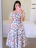 summer European and American dress literary French fresh print women's wear MartLion   