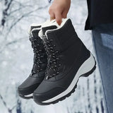 Women Platform Outdoor Snow Boots Non-slip Winter Walking Shoes Fur Warm Ankle Boots Wedge MartLion   