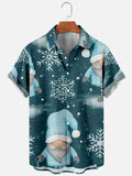 Christmas Snowman Claus Anime Pattern Hawaiian Shirt For Men Casual Short Sleeve Summer MartLion   