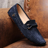 Handmade Genuine Leather Loafers Men's Shoes Slip On Loafers Dad Loafers Moccasins Driving Mocasines MartLion Dark  blue 47 
