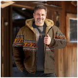  Vintage Winter Jackets Men's Bison Print Design Motorcycle Casual Long Sleeve Coats Versatile Hooded Sweatshirts MartLion - Mart Lion