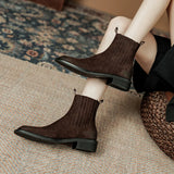 Autumn Women Boots Brown Chelsea Genuine Leather Shoes Winter Retro Leather Ladies MartLion   